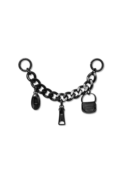 Diesel Charm Thick Gun Metal In Black