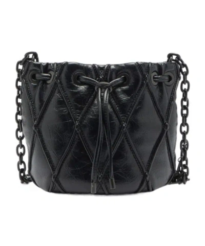 Diesel Charm-d Diamond-quilted Bucket Bag In Black