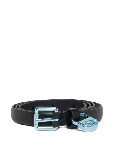 Diesel Kids' Charm-detail Leather Belt In Black