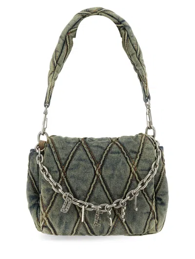 Diesel Charm-d-small Shoulder Bag In Quilted Denim In Multi