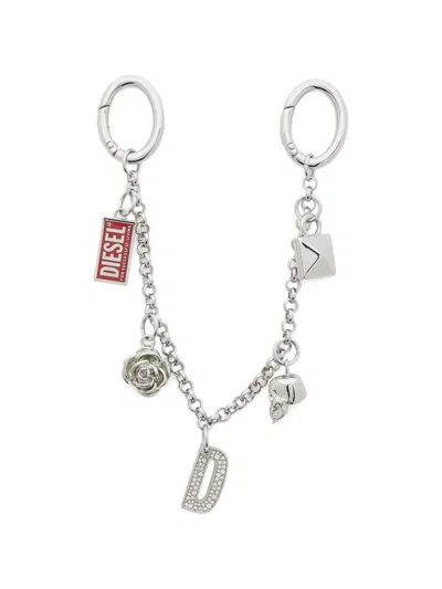 Diesel Charm-embellished Chain Keyring In White