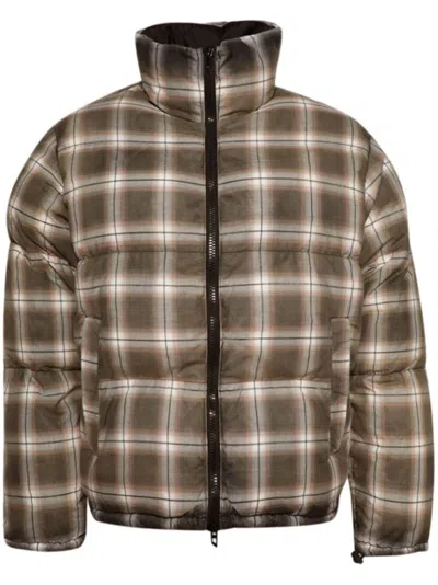 Diesel Check-print Jacket In Brown