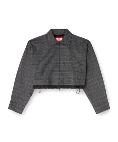 DIESEL CHECKED CROPPED JACKET
