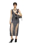 Diesel Checked Dress With Devoré Sweat Stains In Grey