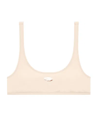 Diesel Chelsea-utlt Logo Cut-out Sports Bra In Brown