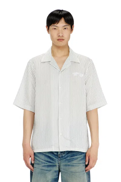 Diesel Half-sleeve Shirt In Pinstripe Modal In White