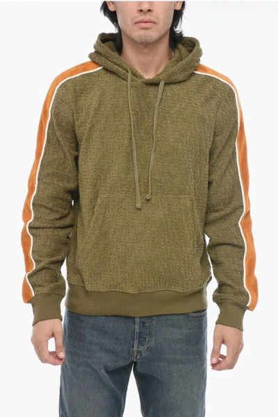Diesel Chenille Contrasting Band S-ginbero Hoodie In Green