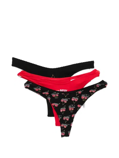 Diesel Cherry-graphics Thongs (set Of Three) In Multi