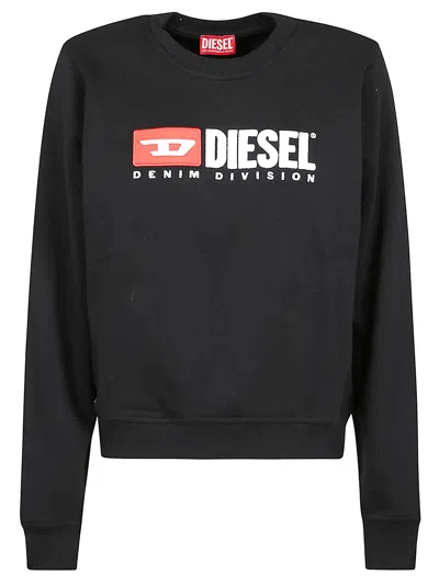 Diesel Chest Logo Rib Trim Sweatshirt In Black