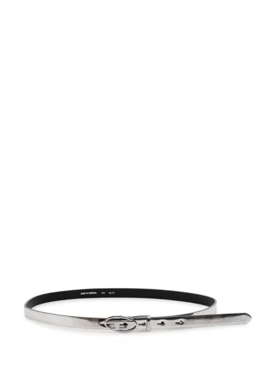 Diesel Chic Logo Belt For Effortless Style In Bianco