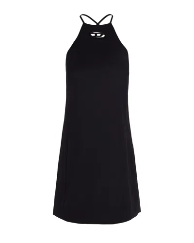 Diesel Halterneck A-line Mini Dress In Black