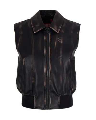 Diesel Distressed Mini Gilet Bomber For Women In Multi
