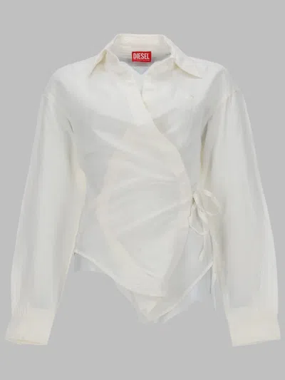 Diesel Chic Mini Shirt With Closure In White