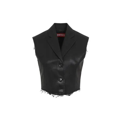 DIESEL DIESEL BLACK POLYESTER/VIRGIN WOOL BLEND WAISTCOAT