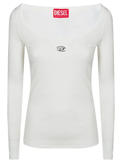 Diesel Chic Women's T-shirt With Madonna Neckline In White