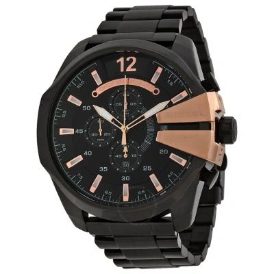Diesel Chief Chronograph Black Dial Stainless Steel Men's Watch Dz4309 In Black / Gold Tone / Rose / Rose Gold Tone