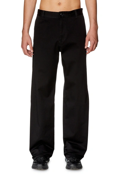 Diesel Chino Pants In Stretch Cotton Twill In Black