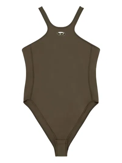 Diesel Christie-utlt High-neck Swimsuit In Brown