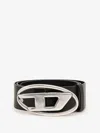 Diesel Black Leather Belt With Distinctive Oval Buckle In Black