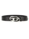 Diesel Logo-buckle Leather Belt In Black