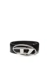 Diesel 4cm D Leather Buckle Belt In Black