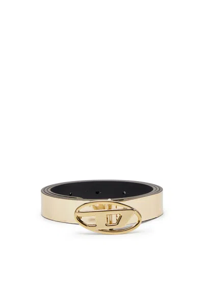 Diesel Cintura Sottile Metallizzata In Oro