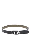 Diesel B-1dr Reversible Leather Belt In Black