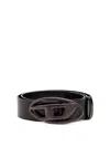 Diesel Smooth Leather Belt Oval-d Buckle In Black