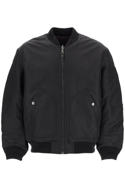 Diesel Classic Black Nylon Bomber Jacket With Zip And Side Pockets