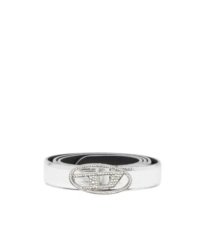 Diesel Classic Buckle Belt In Silver