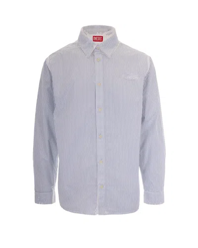 Diesel Classic Fit Short-sleeve Cotton Shirt For Men In Blue