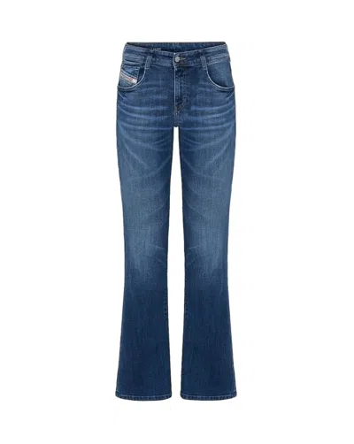 Diesel Classic Mid-rise Bootcut Jeans With Subtle Distressing In Blue