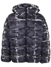 Diesel Hooded Puffer Jacket With Camo Print In Black