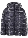 Diesel Hooded Puffer Jacket With Camo Print In Black