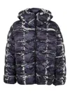 Diesel Hooded Puffer Jacket With Camo Print In Negro