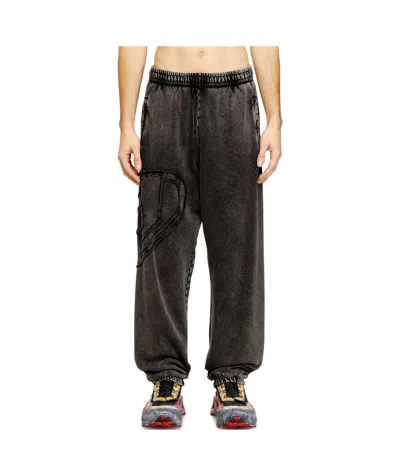 Diesel Closed Hem Fleece Joggers In Black