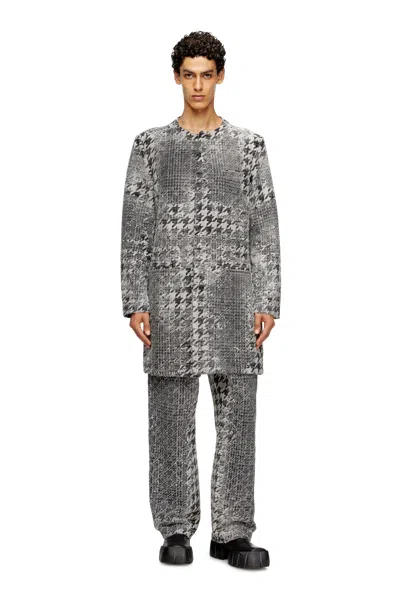 DIESEL COAT IN PRINCE OF WALES JACQUARD DENIM