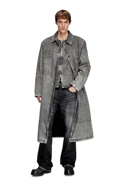 Diesel Coat In Tailoring Pinstripe Denim In Grey