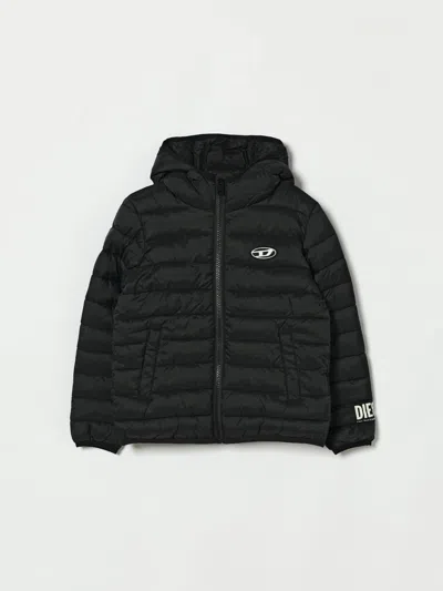 Diesel Kids Jstony Padded Hooded Jacket In Black