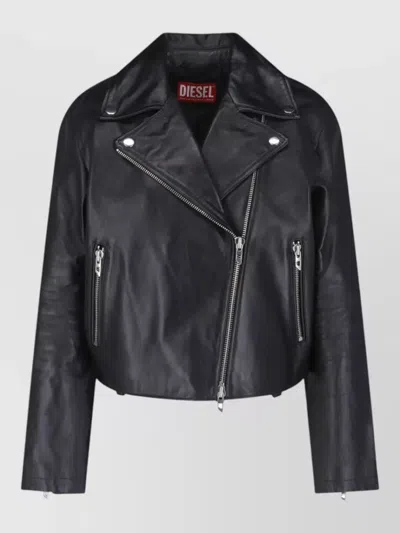 Diesel Coat Notched Lapels Long Sleeves Hardware In Black