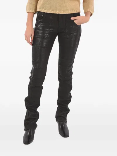 Diesel Coated Biker Trousers In Black