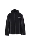 Diesel Contrast Piping Logo-patch Windbreaker In Black
