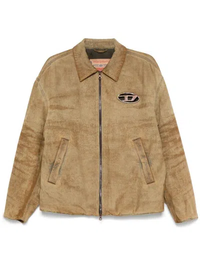 DIESEL 'RUST' BROWN JACKET WITH FRONTAL LOGO PLATE