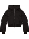 Diesel Hooded Down Jacket In Crinkled Nylon In Black