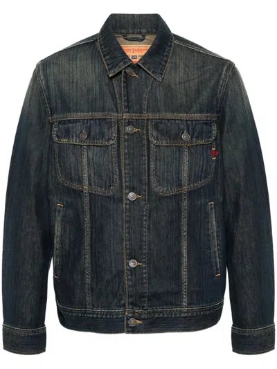 Diesel D-barcy Cotton Denim Jacket In Blue