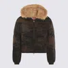 Diesel Brown And Blue Cotton W-aves-fur Down Jacket In Brown