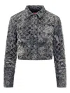 Diesel Textured Cropped Blazer Long Sleeves In Black