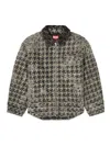 Diesel Houndstooth-pattern Frayed-edges Denim Jacket In Black