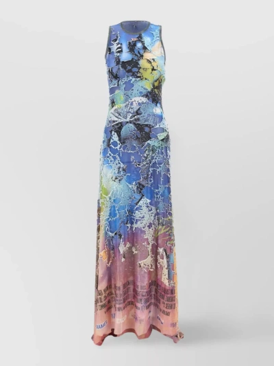 Diesel Cobweb Texture Sleeveless Asymmetric Hem Dress In Multicolour