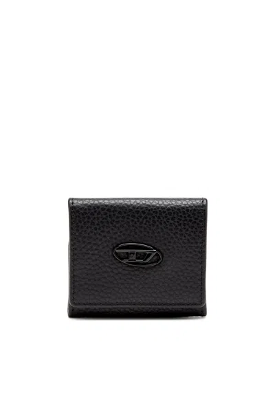 Diesel Coin Purse In Grainy Leather In Black